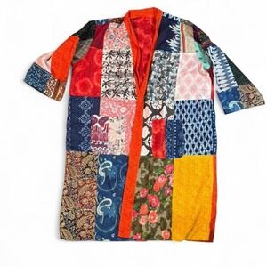 Handcrafted patchwork Kantha kimono jacket robe made in India XL